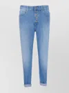 Dondup High-waisted Five-pocket Jeans With Decorative Button Fly In Blue