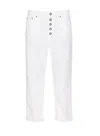 Dondup Cropped Cotton-blend Denim Jeans With Button Detailing In White
