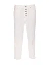 Dondup Cropped Cotton-blend Denim Jeans With Button Detailing In White