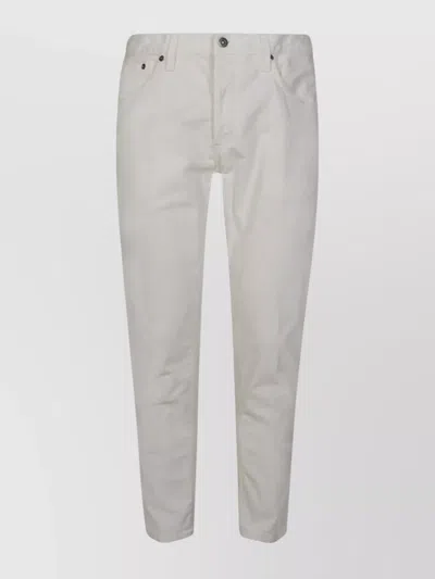 Dondup Trousers With Back And Front Pockets In White