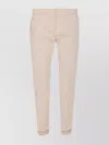 Dondup Trousers With Back Pockets And Button Detail In Neutral