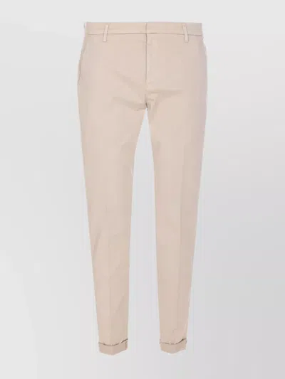 Dondup Trousers With Back Pockets And Button Detail In Neutral