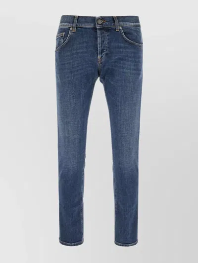 Dondup Trousers With Belt Loops And Contrast Stitching In Blue