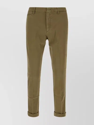 Dondup Trousers With Belt Loops And Rolled Cuffs In Green