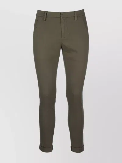 Dondup Trousers With Cuffed Hem And Belt Loops In Green