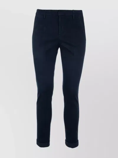 Dondup Trousers With Cuffed Hem And Button Detail In Blue