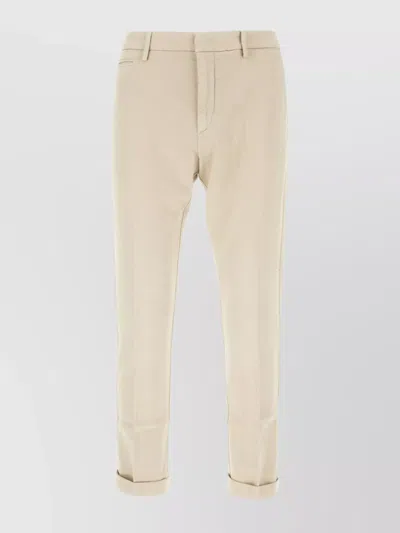 Dondup Trousers With Rolled Cuffs And Pockets In Neutral