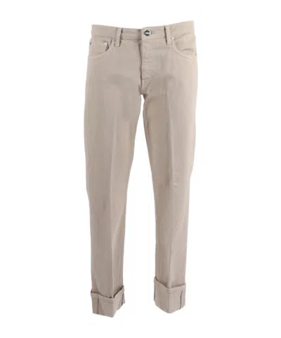 Dondup Turn-up Cuff Tapered Jeans In Neutral
