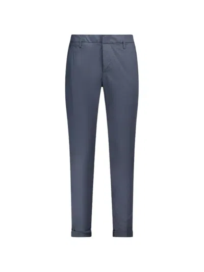 Dondup Cotton Chino Trousers With Roll-up Cuffs In Blue