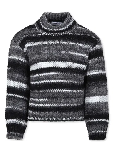 Dondup Kids' Grey Sweater For Boy With Logo In Black