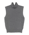 Dondup Sleeveless Turtle-neck Sweater In Ribbed Wool In Gray