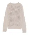Dondup Open-knit Turtle-neck Sweater With Textured Pattern In Neutral