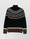 Dondup Turtle Neck Sweater With Fair Isle Pattern In Black