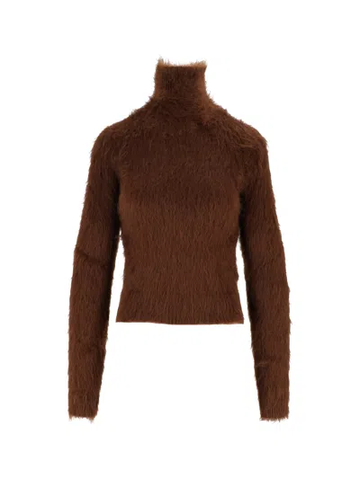 Dondup Deep Brown Dolcevita Textured Long-sleeved Turtleneck