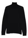 Dondup High Ribbed Turtleneck Black Wool Sweater In Blue