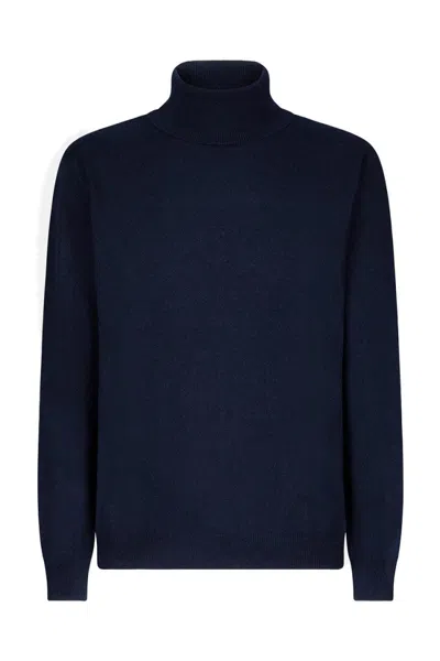 Dondup Turtleneck Knitwear In Luxurious Cashmere-wool Blend In Blue