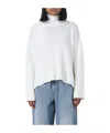 Dondup High-neck White Wool Sweater With Ribbed Detailing In White