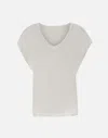 DONDUP DONDUP ULTRA FINE MODAL T SHIRT, WHITE, V NECK, SHORT SLEEVE