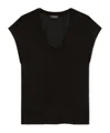 Dondup Short Sleeves V-neck Fitted Soft Fabric In Black