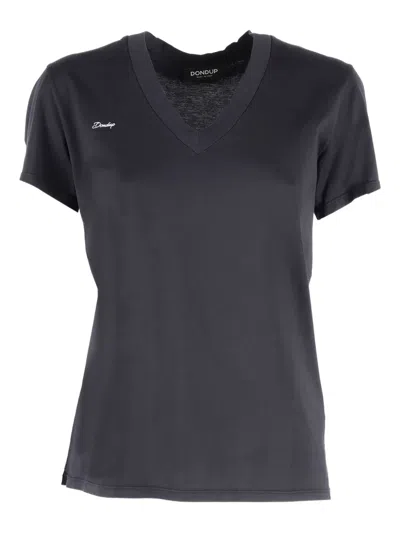 DONDUP V-NECK EMBROIDERED T-SHIRT