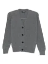 Dondup V-neck Ribbed Cardigan In Gray