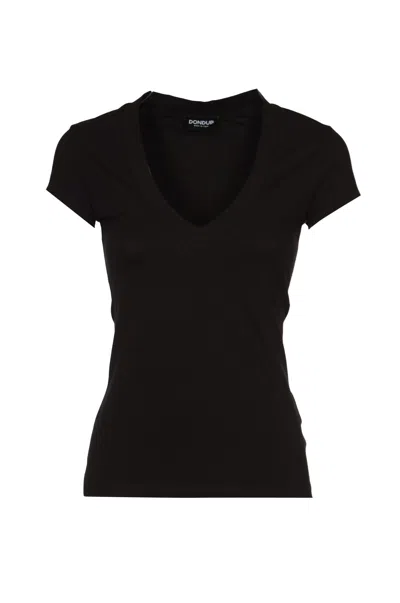 Dondup V-neck Slim Fit T-shirt In Black