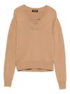 Dondup V-neck Sweater In Brown