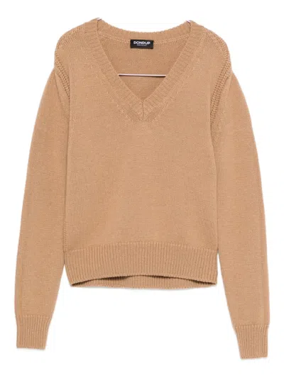 Dondup V-neck Sweater In Brown