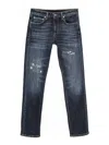 Dondup Distressed Turn-up Jeans In Blue
