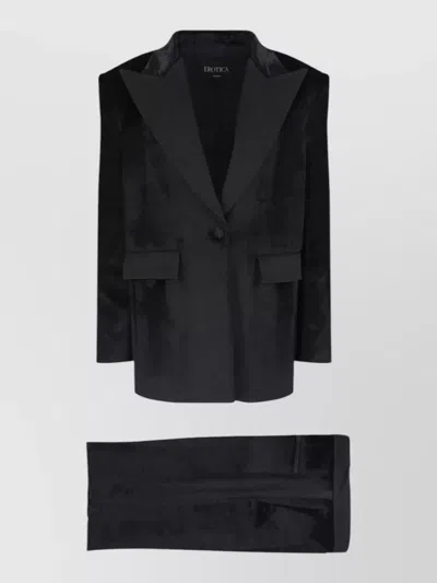 Dondup Velvet High Waisted Tailored Pants Suit In Black