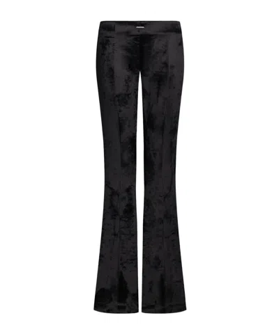 Dondup Crushed-velvet Flared Trousers In Black
