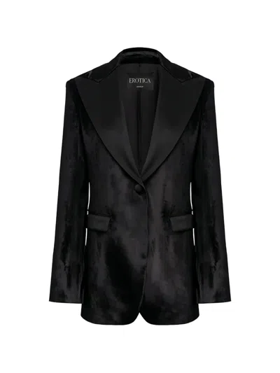 Dondup Velvet-effect Single-breasted Blazer In Black