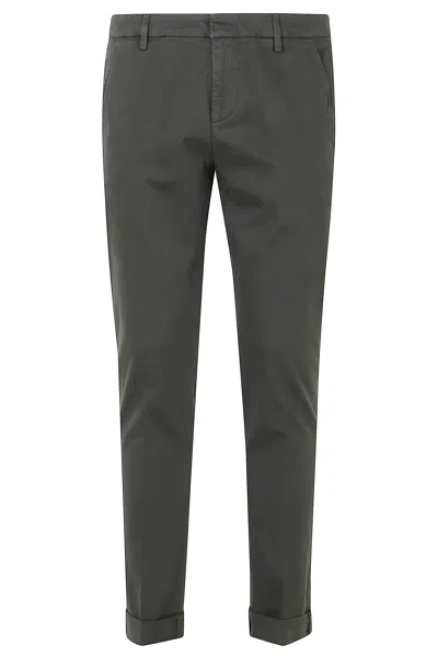 Dondup Verde Scuro Gaubert Gabardine Straight-leg Pants In Gray