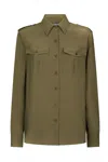 Dondup Vibrant Green Button-up Shirt With Epaulets And Dual Chest Pockets