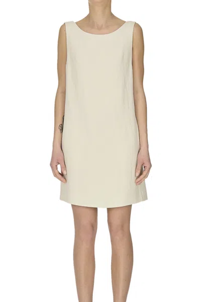 Dondup Viscose And Linen Dress In White