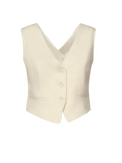 DONDUP VISCOSE AND LINEN TWILL VEST