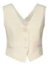 Dondup Viscose And Linen Twill Vest In White