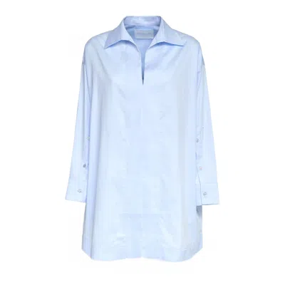 Dondup V-neck Long-sleeve Shirt Dress In Blue