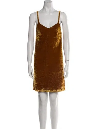 Pre-owned Dondup V-neck Mini Dress W/ Tags In Brown