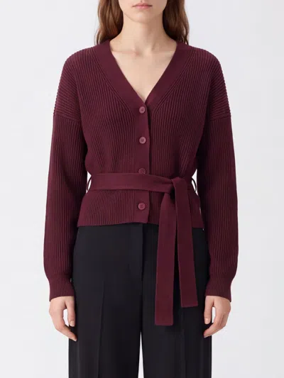Dondup V-neck Pure Wool Cardigan With Button Closure And Epaulettes In Red