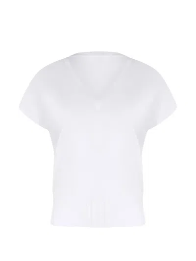 Dondup V-neck Ribbed T-shirt In White