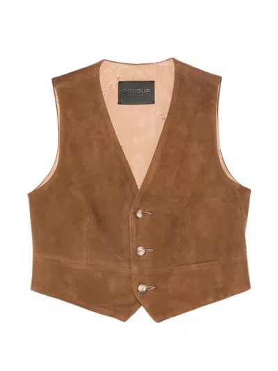 Dondup V-neck Waistcoat In Brown
