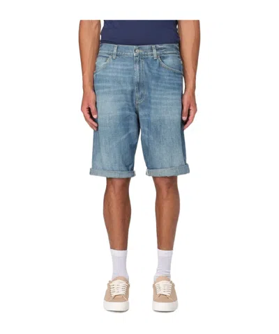 Dondup Washed Denim Shorts In Blue