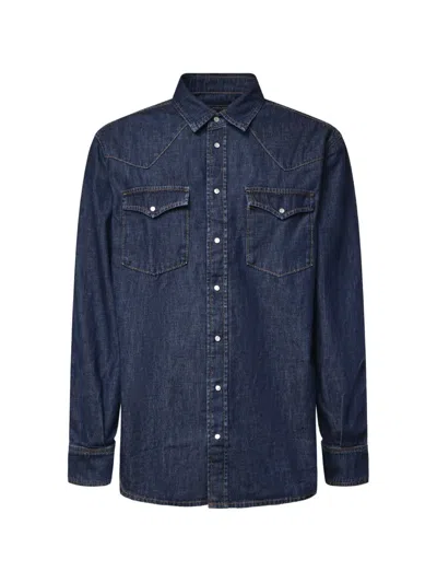 Dondup Western-yoke Chest-pocket Shirt In Blue