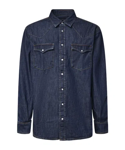 Dondup Western-yoke Chest-pocket Shirt In Blue