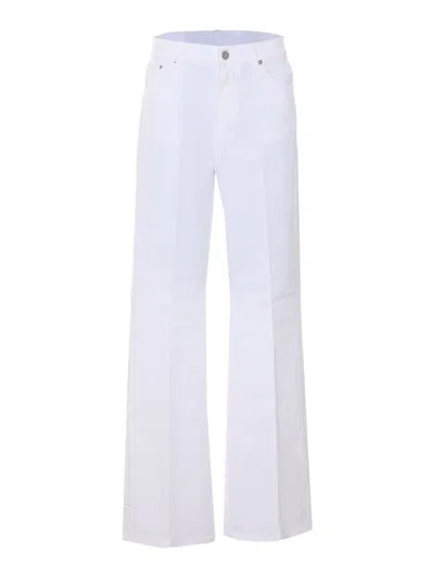 Dondup Logo Patch Wide-leg Jeans In White