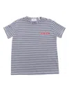 Dondup White And Blue Striped T-shirt In White