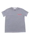 Dondup White And Blue Striped T-shirt In White