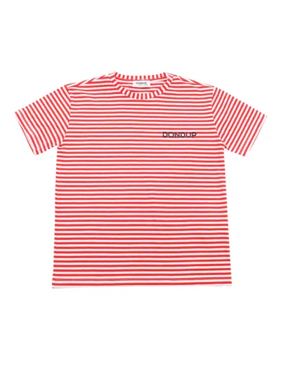 Dondup Kids' White And Red Striped T-shirt