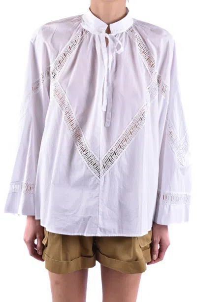 DONDUP WHITE COTTON LONG-SLEEVED TOP